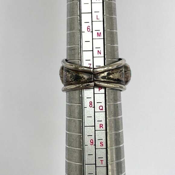 VTG Sterling Silver 925 Southwest Style Turquoise Coral 3 Stone Wide Band Ring - Picture 9 of 16